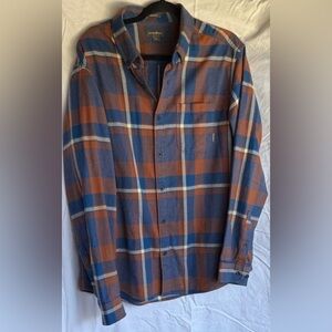 Eddie Bauer Blue & Orange Flannel Shirt Large